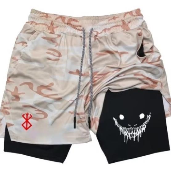 Berserk Muay Thai Kickboxning UFC MMA Mixed Martial Arts Shorts Anime Män Kvinnor Unisex Dubbelt Lager Snabbtorkande Andningsbara Sport Gym Fitness Träning