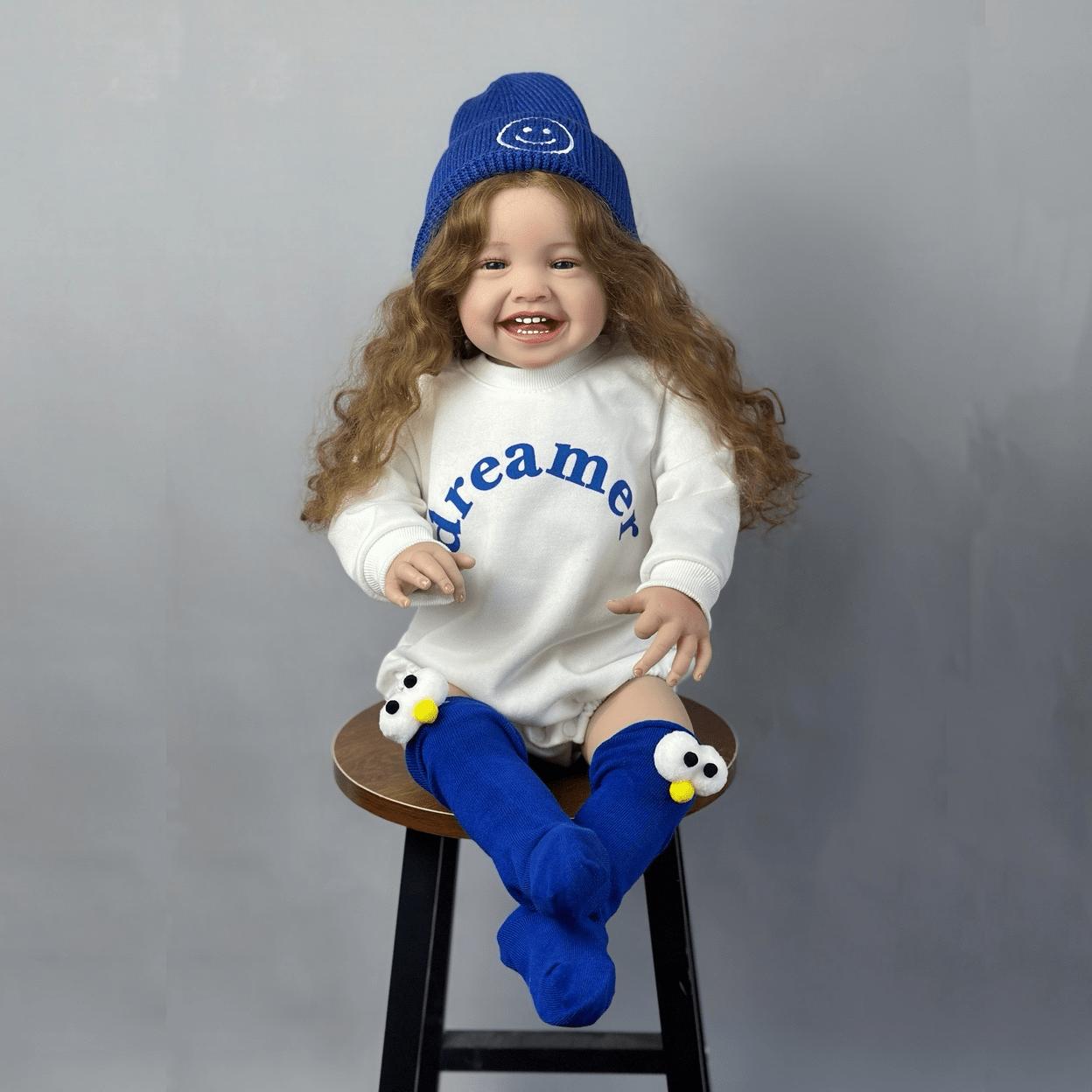 

BZDOLL 60 CM 24 INCH Reborn Baby Soft Vinyl Cloth Body Smiling Girl Doll Princess Toddler Bebe Artist Collection cloth body doll