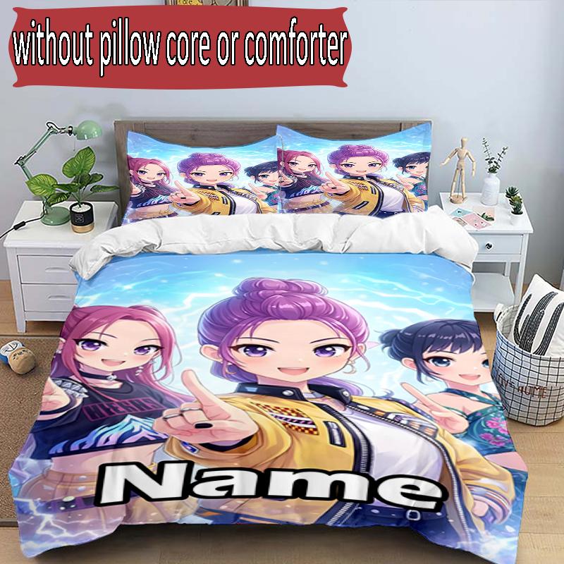 Set copripiumino 3 pezzi (1*Copripiumino + 2*Federe, Senza Nucleo), Set Biancheria da Letto Personalizzato con Nome KPop Cacciatori di Demoni, Decorazione Camera da Letto Casa Regalo