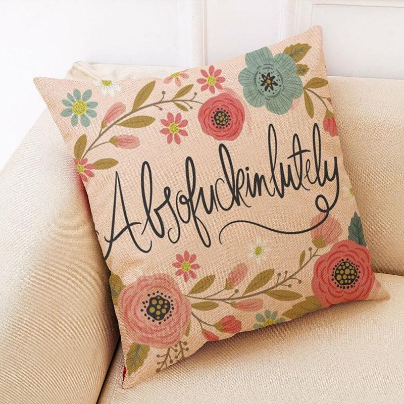 Elegant Letter Print Cotton Linen Pillow Cover For Home Car And Office Decor