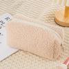 Cute Zipper Plush Large Solid Color Cosmetic Bag Makeup Bag for Women Travel Make Up Toiletry Bag Washing Pouch Pen Pouch