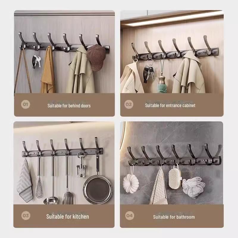 Punch-Free Door Hooks for Clothes, Coats, and Hats – Wall-Mounted Row Hooks for Entryway Wardrobes