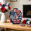 Patriotic 4th of July Table Centerpiece Wooden America Flag Lady Liberty Standing Sign for Independence Day Farmhouse Tiered Tray Decor