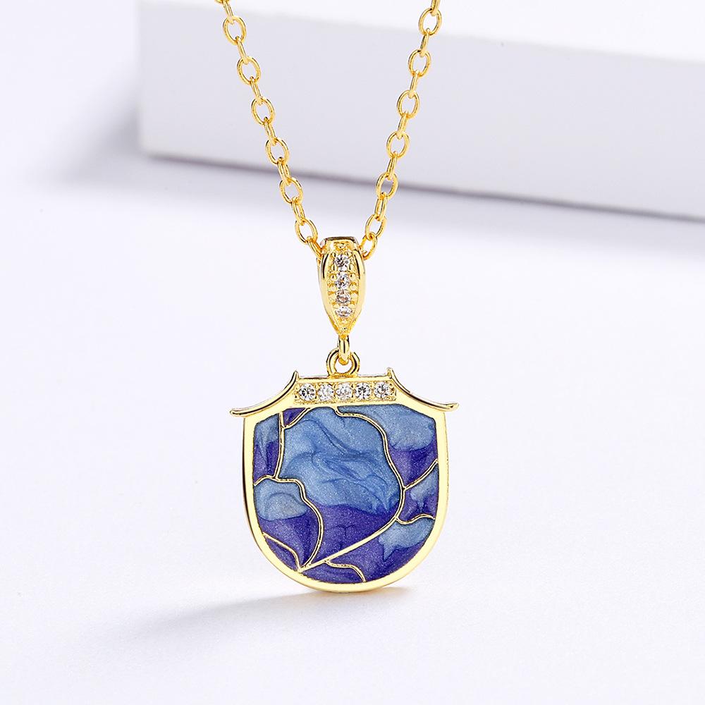 Elegant and Elegant Korean Version of The Ultra-shiny Geometric Enamel Pendant Handbag Handbag Necklace