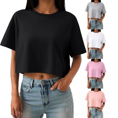 Damen Cropped Tops Oversized Sport-T-Shirts Kurzarm-T-Shirts Lässige Trendige Modekleidung