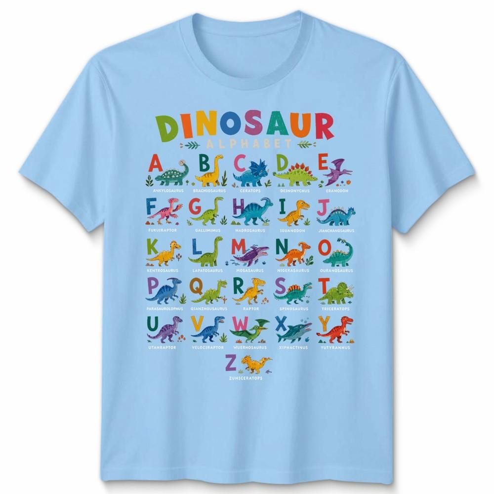 Dinosaur Alphabet Unisex T Shirt Trex Funny Dino Lover Gift Cotton Tee S