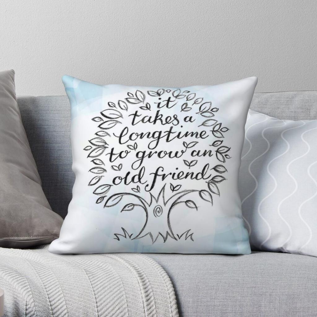 Friendship Square Pillowcase Polyester Linen Velvet Creative Zip Decorative Car Cushion Cover
