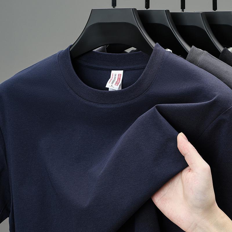 Camiseta de Manga Corta con Cuello Redondo Antibacteriana de Algodón Lyocell Sin Costuras para Hombre - Color Sólido Casual de Verano Capa Base