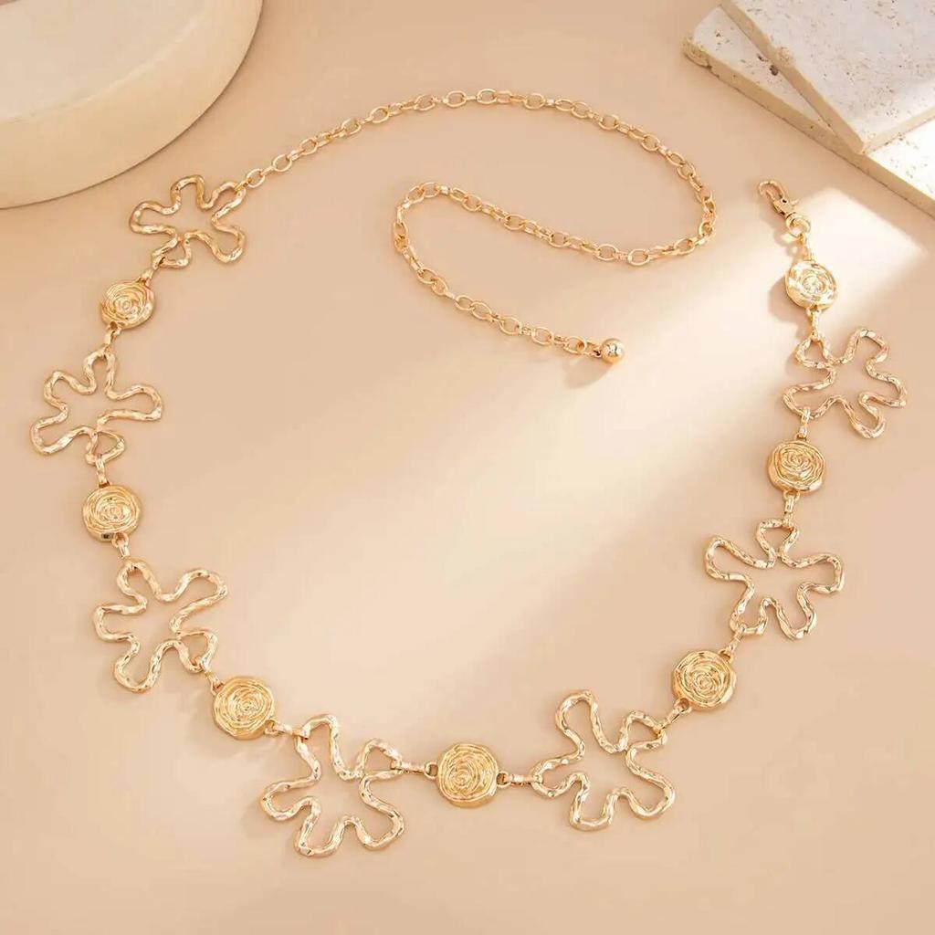 SHIXIN Sexy Metal Flower Circle Carved Chain Waist Belly Chains Women New Summer Bikini Adjustable Belts Party Body Jewelry Gift