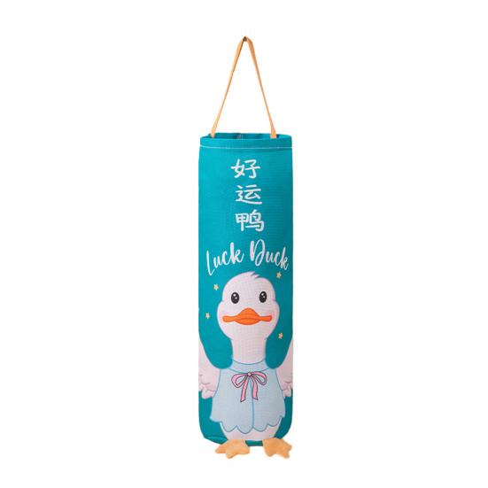Waste Bag Organizer with Lanyard Bottom Opening Smooth Extraction Space-Saving Cartoon Pattern Garbage Bag Organizer Kitchen Supply