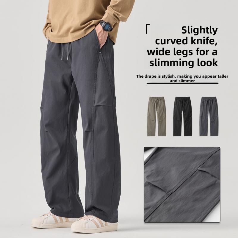 Full Elastic Waist Casual Pants for Men, 2026 New Trendy Wide-leg Straight Loose Versatile Work Pants