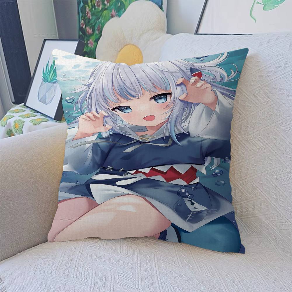 Gawr Gura Kawaii Cushion Cover Pillow Cover Decor Pillowcase Printed Cushion Case for Couch