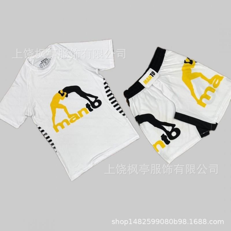 Mens Sporty MMA Training Set Short Sleeve T-Shirt Shorts Mesh Athletic Wear Lightweight Gym Workout Outfit