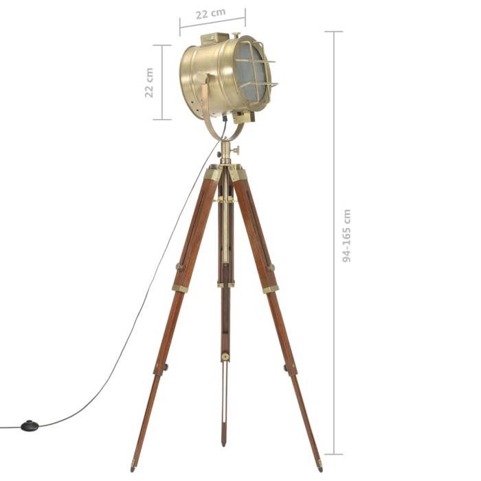 VidaXL Tripod Floor Lamp Standing Lamp Pedestal Lamp Adjustable Height Living Room Home Interior 165 Cm Mango Wood 286112