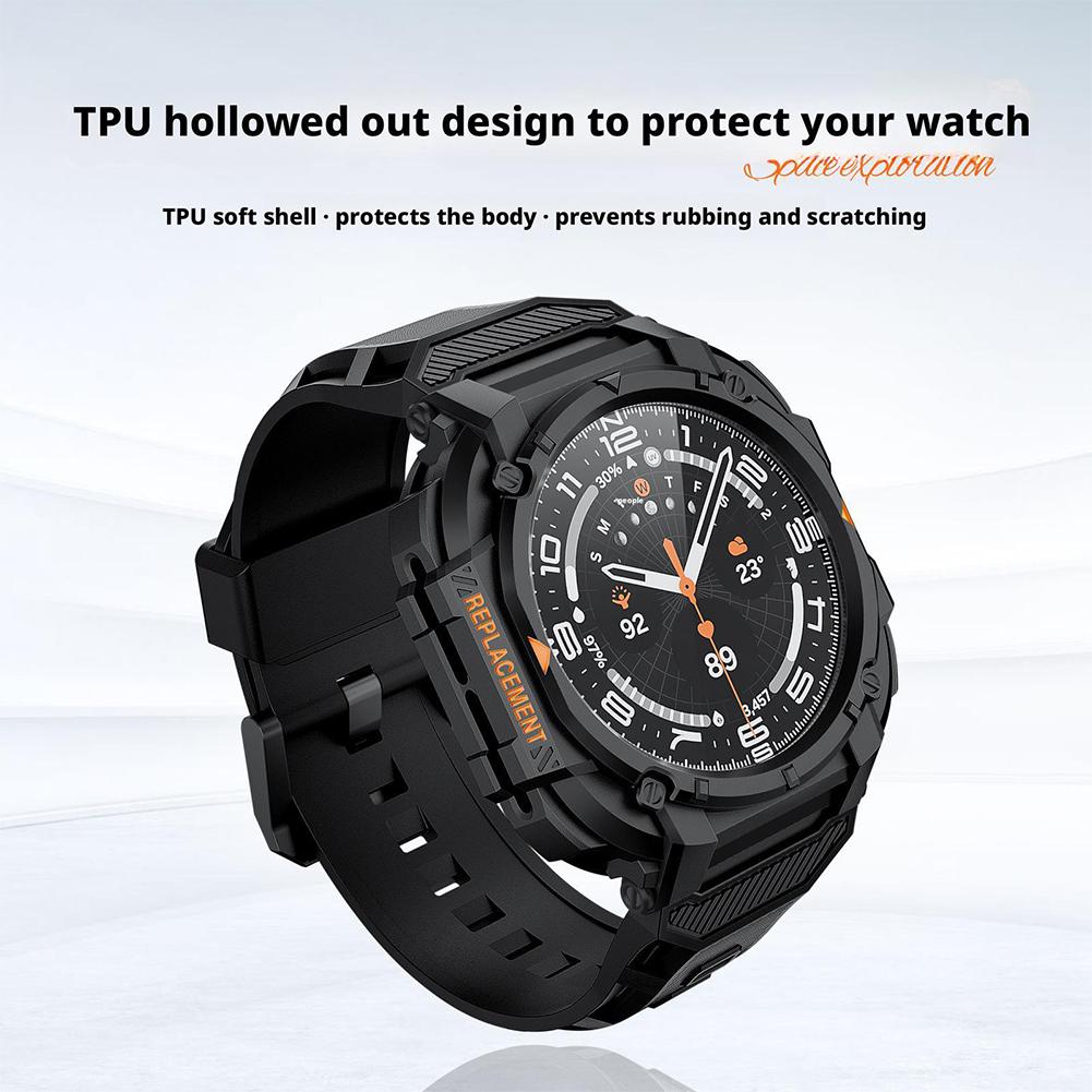 PC Case+Strap For Samsung Galaxy Watch 7 Ultra 47mm Silicone Band Bracelet Protector Cover Bumper For Galaxy Watch (NO Film)