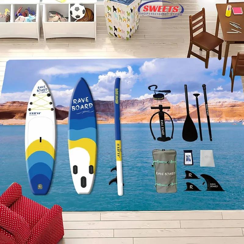 Fashion Sports Theme Carpet, Surfboard Rug for Home Living Room, Children's Bedroom Mat, Sofa Doormat  Floor Anti-slip Decor Rug