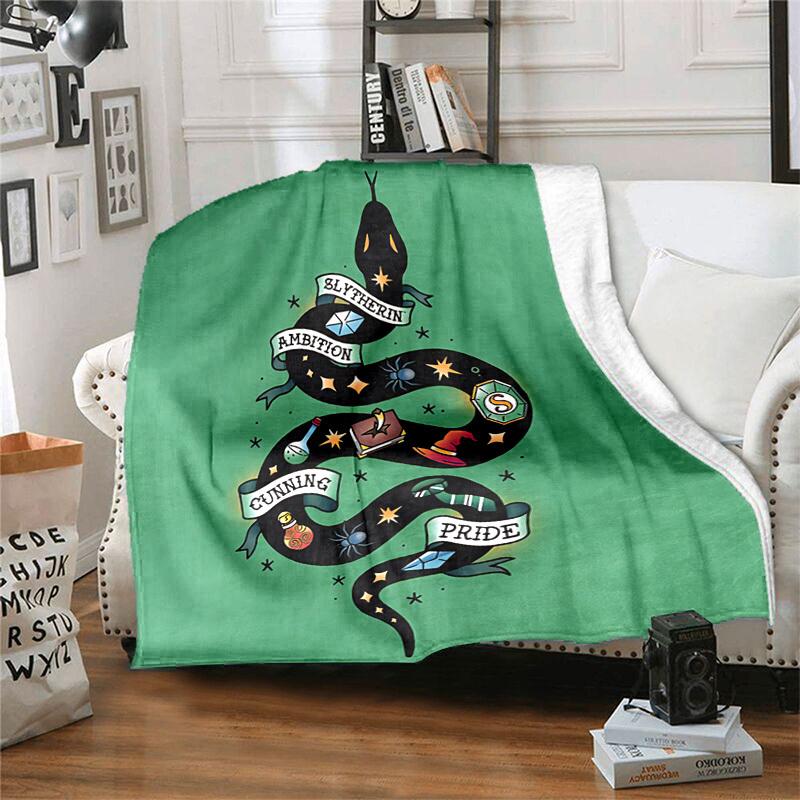 1pc Slytherin Snake Symbols Cartoon Blanket,Portable Throw for Travel & Camping, All Season Cozy Blanket,Ideal Gift
