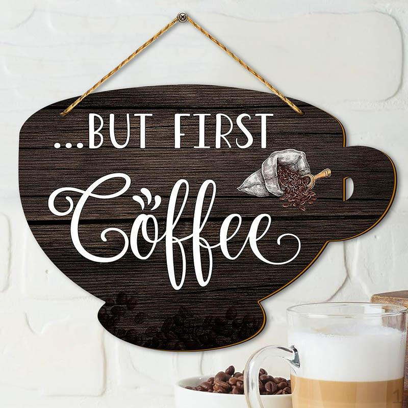

Coffee Bar Door Sign Decoration 2D Vintage DIY Wall Hanging Cup Plaque for Restaurant Farmhouse