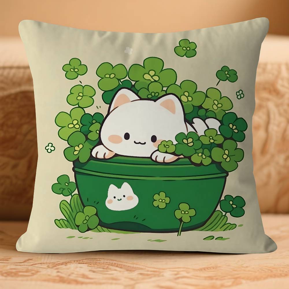 Lucky Cute Cat Pillow Cover Sofa Cushion Cover Home Room Decoration Children Gift