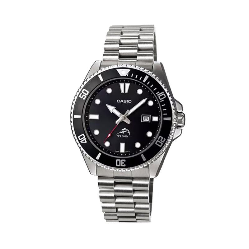 Casio Collection personnalisée MDV 106 1 Mouvement à Quartz Bracelet en Acier Inoxydable Montre Unisexe Cadran Noir MDV-106-1A(Watch4--)