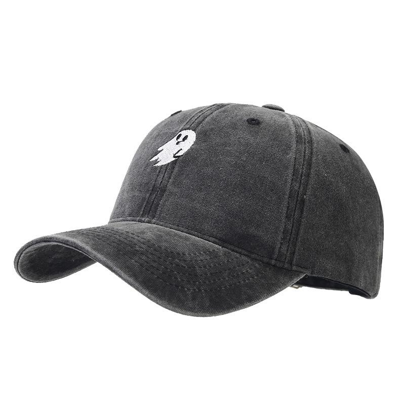 New ghost embroidery washed baseball cap men's and women's outdoor sunshade sunscreen cap fashionable personalized cap