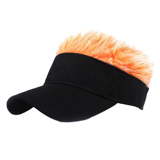 Novelty Sun Visor Cap with Fake Hairs Adjustable Peaked Wig Baseball Hat with Spiked Short Hair Funny Hip Hop Hat for Fancy Performance