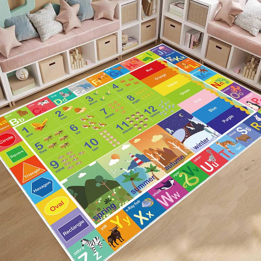 ABC Rug for Kids Playroom,Toddler Alphabet Mats Washable for Baby Area,Classroom,Play Room,Floor,Nursery (2.6×4ft /31×47in)