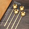 304 Stainless Steel Long Handle Spoons, Elegant Golden Coffee Stirring Scoops Teaspoons for Home & Kitchen Use
