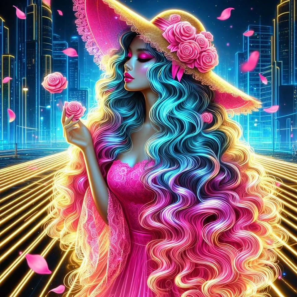 5DDIY Diamond Embroidery Fashion Sexy Women's Painting Mosaic Jewelry Cross Embroidery Round Hat Girl Home Decoration