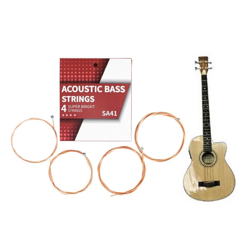 4pcs Acoustic Bass Strings 40 60 75 95 Carbon Steel Hexagonal Core Alloy Strings