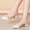 Sapatos Femininos Women Fashion Pointed Toe Mesh Transparent Summer Square Heels Lady Casual Sweet Heel Shoes A7016
