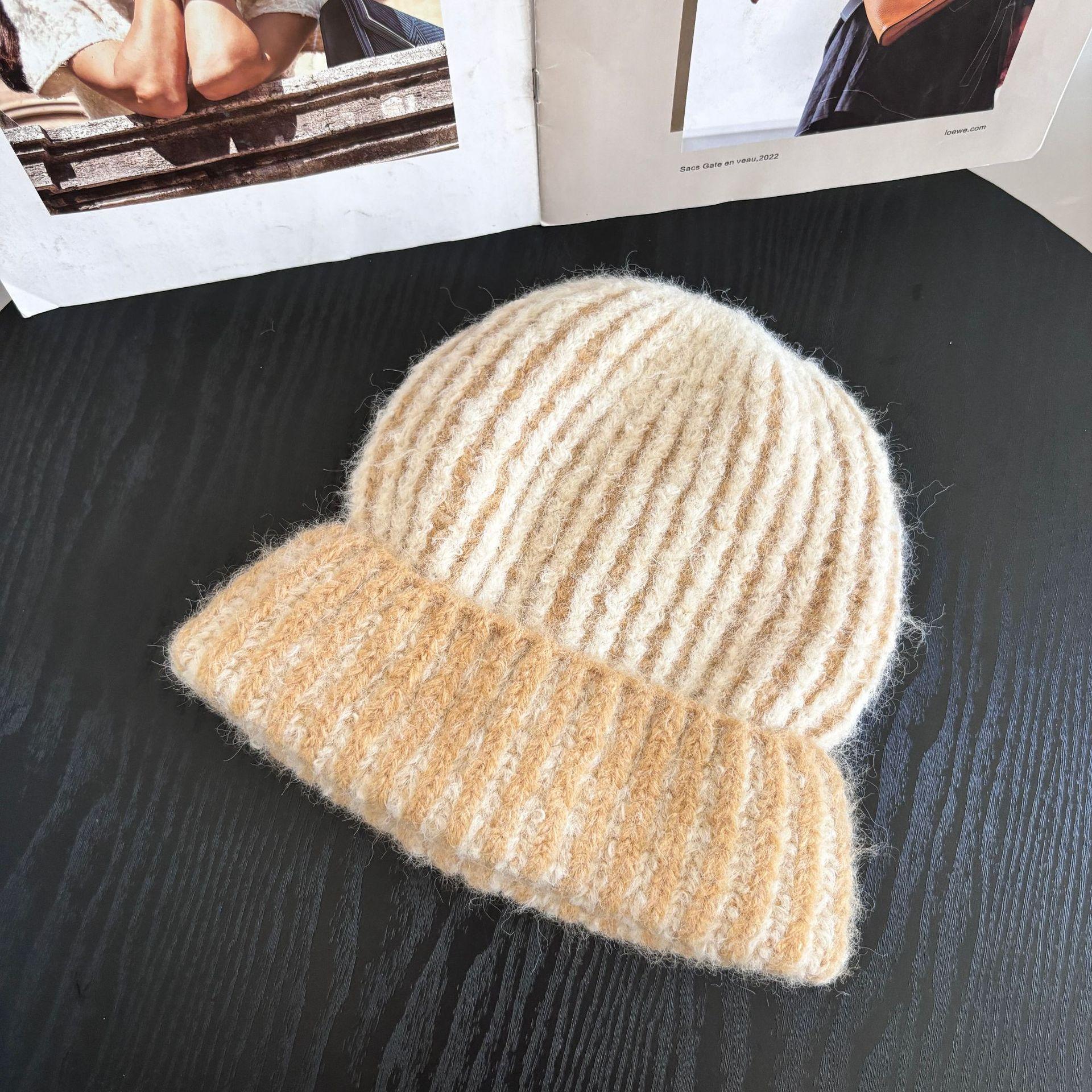 

Модная универсальная шапка-мешок для головы, холодная шапка в стиле ретро, вязаная шапка на осень и зиму из утолщенной теплой шерсти для женщин M（56-58cm） бежевый