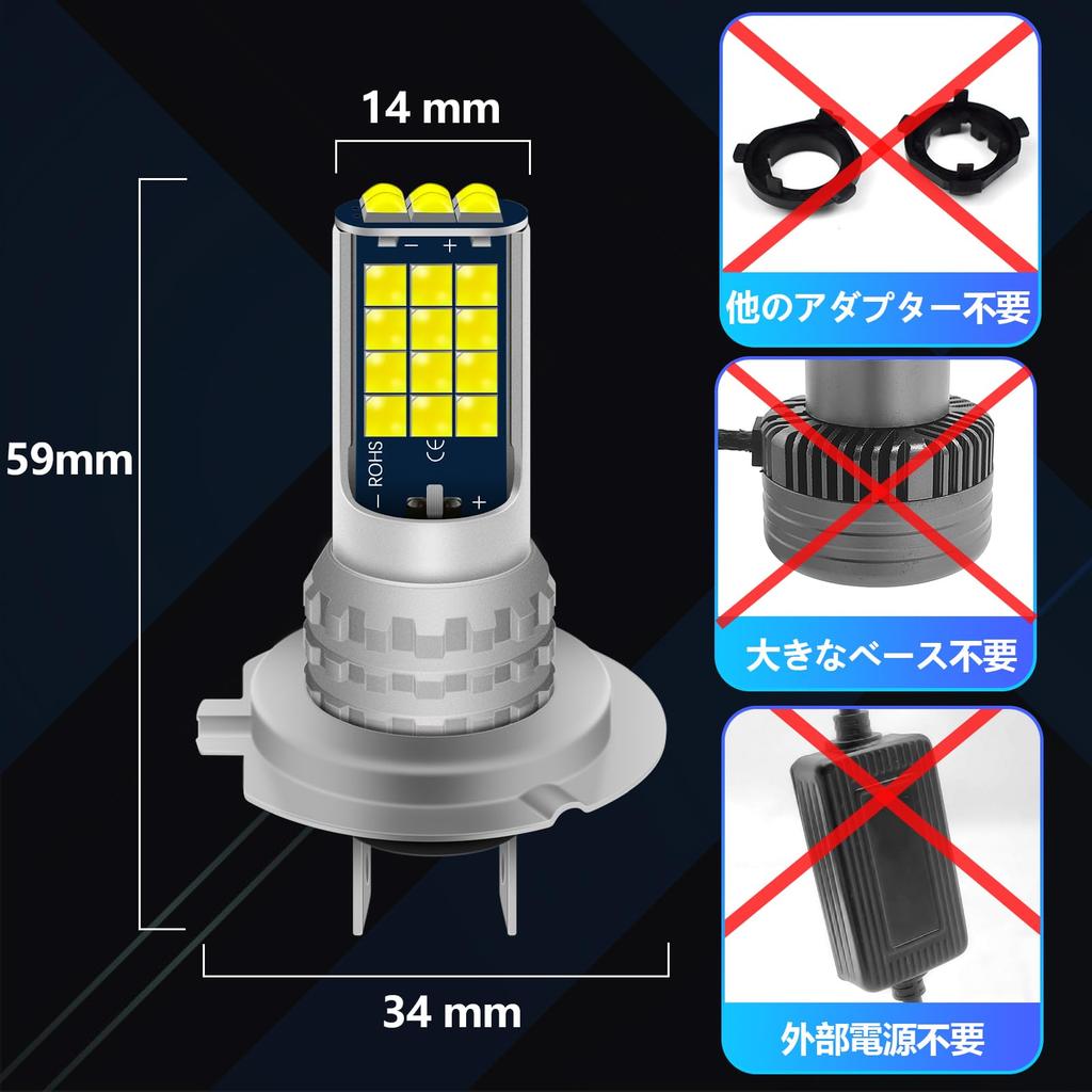 Fenikso H7 LED Fog Lamp, White, 6500K, 360° Luminous, Fanless, Quiet, Integrated H7 LED