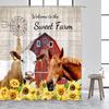 Western Horse Shower Curtains Running Horses Farm Animal Country Unique Oil Painting Abstract Art Fabric Bathroom Deco Set Hooks