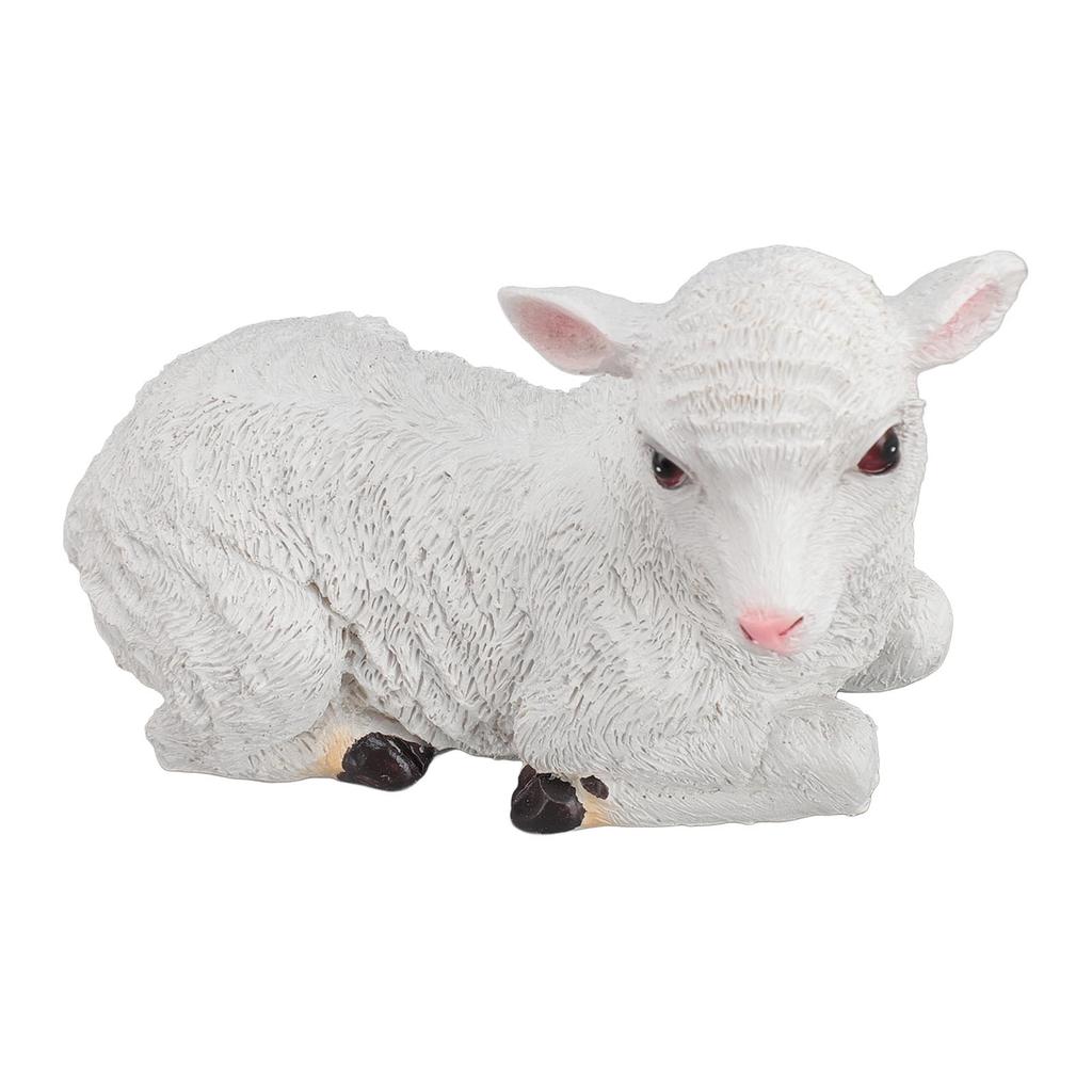 Resin Sheep Ornament Multipurpose Cute Vivid Fine Crafted Waterproof Garden Sheep Statue for Outdoor Indoor