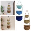 Macrame Hanging Basket Indoor Plant Holder Cotton Rope Wall Hanging Net Pockets for Organizing Garlic Vegetables Onion Kitchen