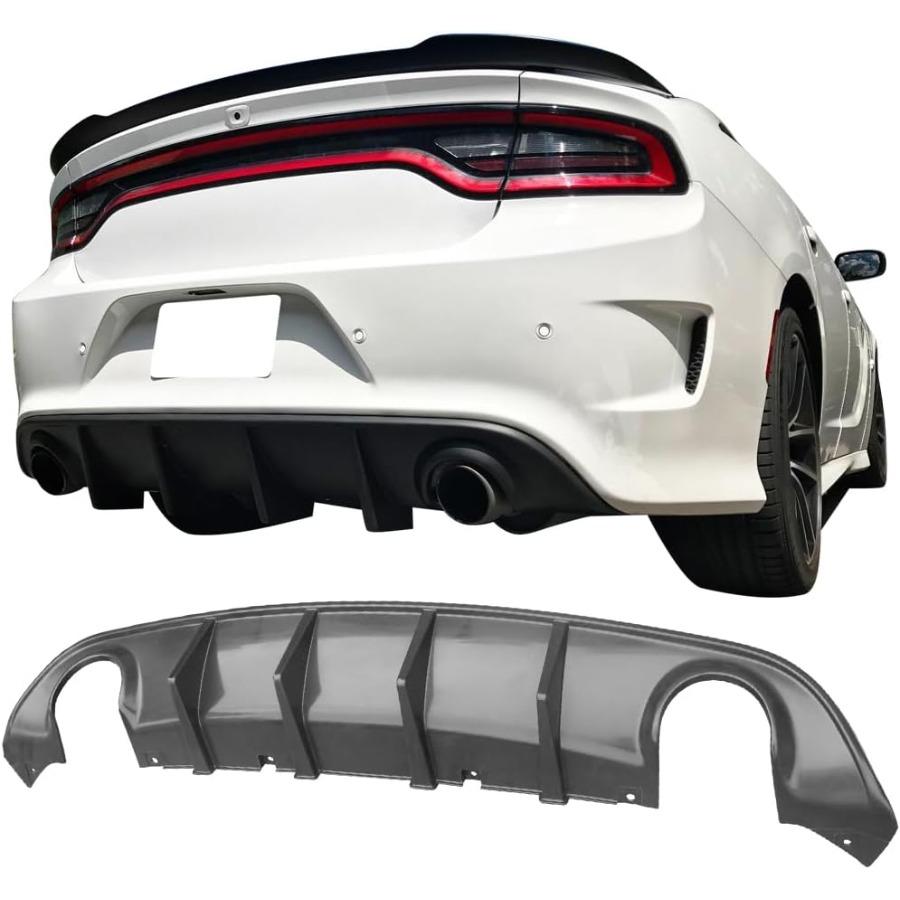 Rear Diffuser Compatible with 20152025 Dodge Charger SRT V3 Style Unpainted Black PP Splitter Bumper Lip Spoiler for Enhanced A