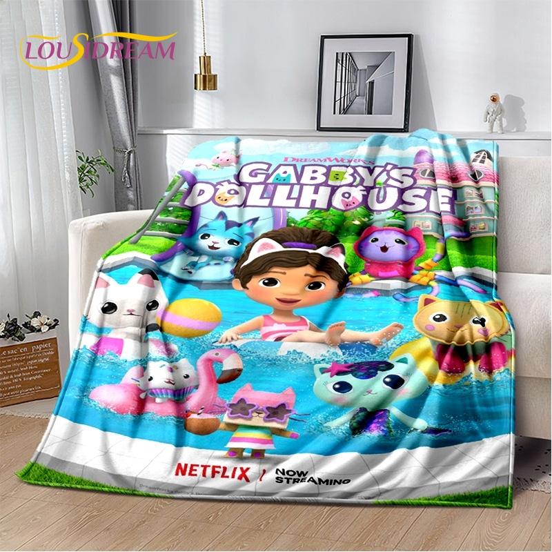 Cartoon Cute Gabbys Dollhouse Girl Soft Blankets,Keep Warm Throw Blanket Comfortable Blanket for Picnic Beds Sofa Home Bedroom