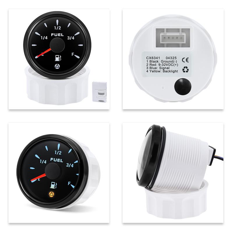 ZMFJH Pointer 2" 52MM Fuel Level Gauge with Warning 7 Color Light Auto Car Boat 0-190 Ohm Fuel Level Sensor 100-550MM Optional