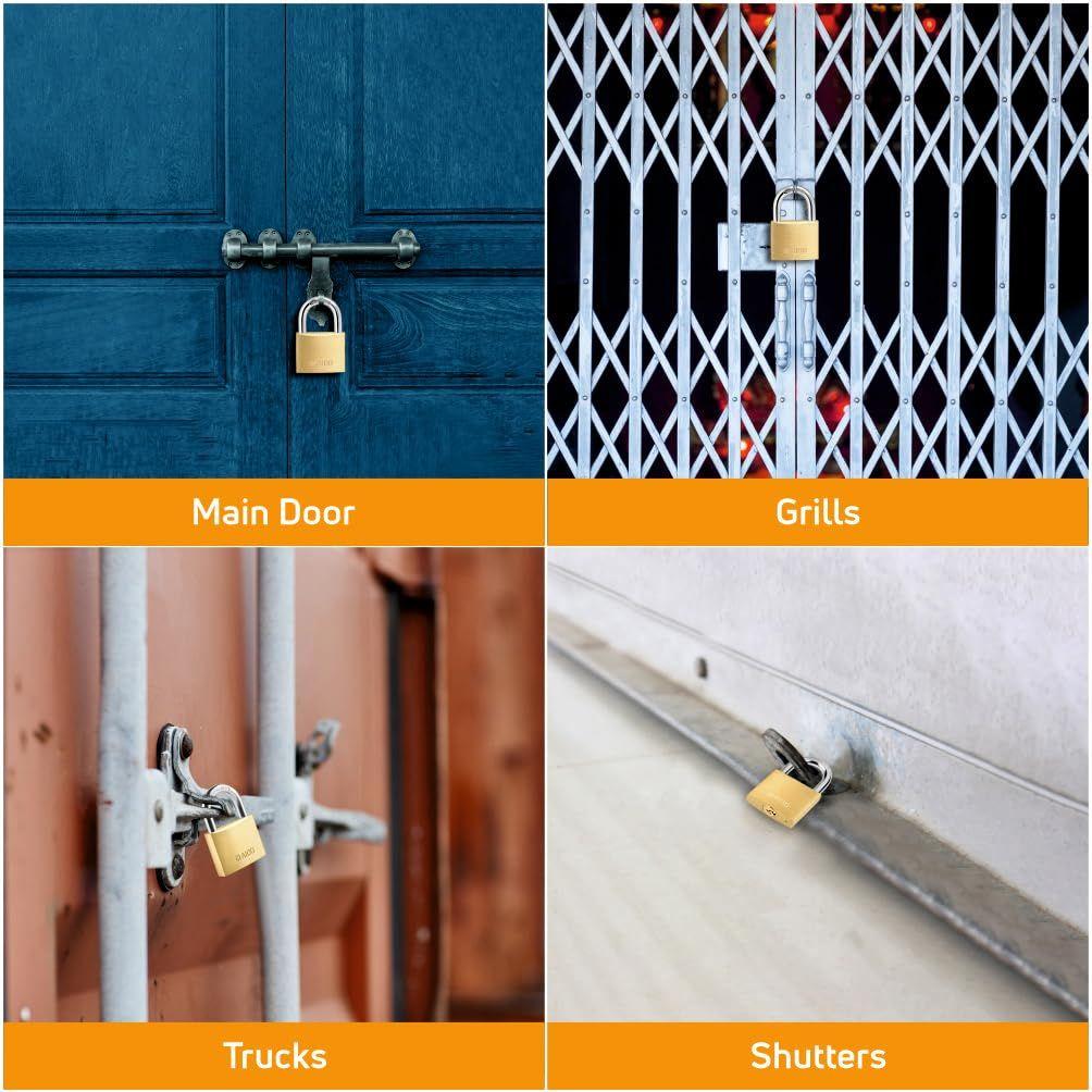50mm Solid Brass Padlock | Lock for Main Doors, Home, Luggage, Cabinets, Lockers, Toolboxes | 4 Brass Keys