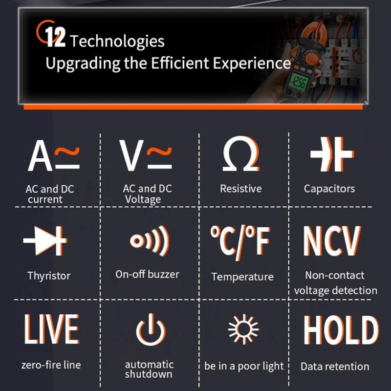 SK-218 Intelligent Clamp Multimeter for Current Up to 600A with Backlit Display and 26mm Large Jaw Opening