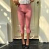 Women's Y2K Black Slim-Fit Cropped Trousers with Side Slits, Fitness Pants