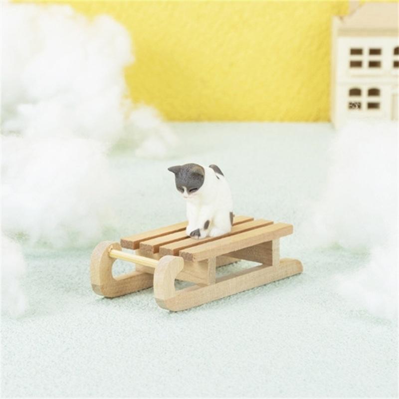 1:12 Dollhouse Miniature Wooden Sleigh Sled Christmas Scene Decor Play House Toy DIY Coloring Sled