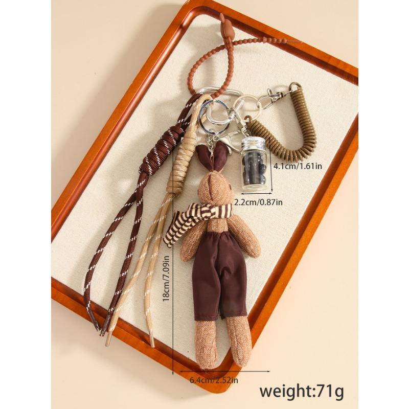 Style Personality Creativity Cute Plush Doll Scarf Little Rabbit Pendant Coffee Bean Bag Pendant Keychain
