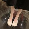 Sheepskin Version~ High-end Silver Leather Split-toed Shoes Women's One-pedal Flat Loafers Pig's Trotters Mary Jane Single Shoes