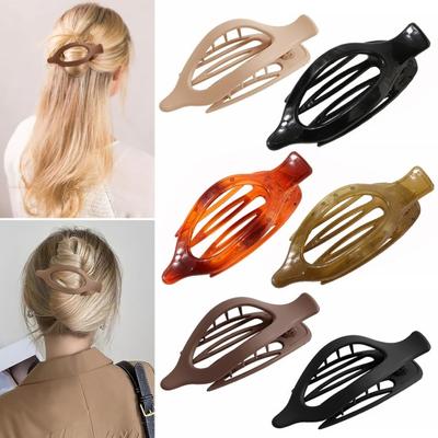 3 Stück ovale, flache Haarspange, rutschfest, starker Halt, französisch, mattiert, für Frauen und Mädchen, lang, dünn, dick, Entenschnabel, Krallenklemme, Haarspange, Haarschmuck, Geburtstag