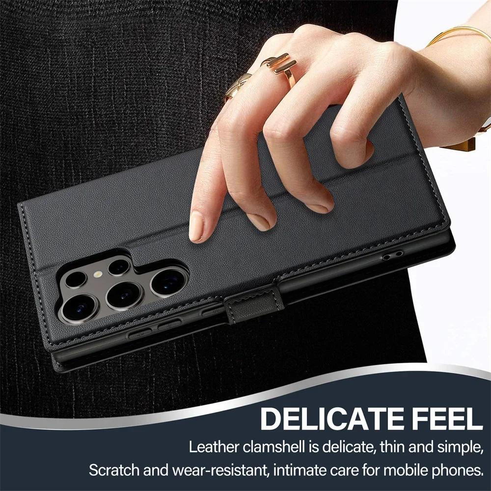 Leder Kartenhalter Geldbörse Flip Case Für Samsung Galaxy S25 Ultra Edge S24 FE S23 S22 + Plus A55 A54 A53 A35 A16 A15 A14 5G