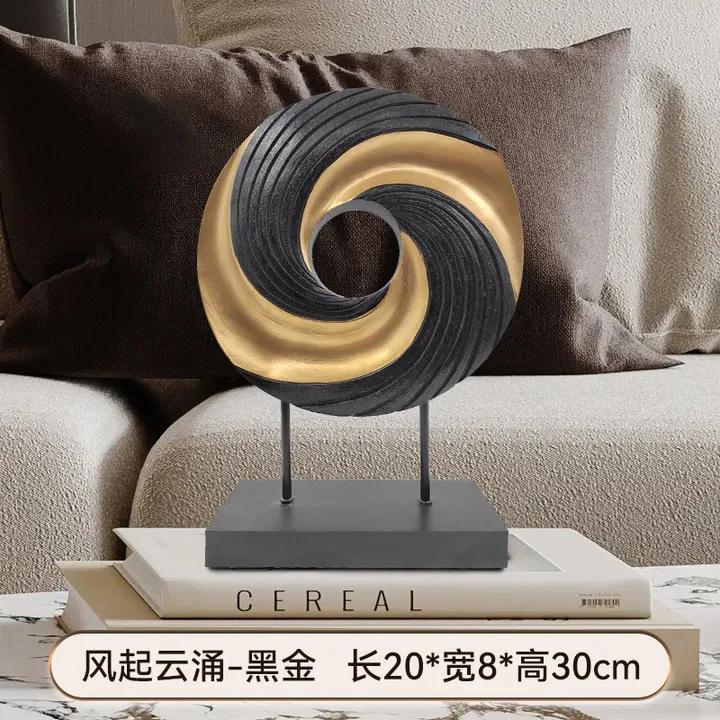 Golden Abstract Figure Ornaments Circular Hollow Geometric Ring Couple Kissing Face Resin Crafts Ornaments Home Decoration