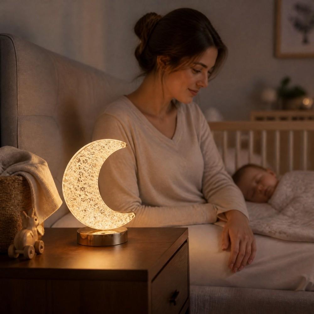 USB Rechargeable Moon Shape Night Light Touch Control Rechargeable Touch Lamp Nightstand Use