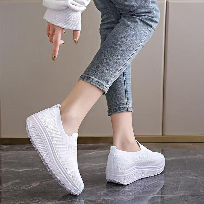 Damen Dicker Sohle Netz Kleine Weiße Schuhe Frühling Sommer Neu Runde Zehenpartie Zum Hineinschlüpfen Leicht Atmungsaktiv Freizeit Turnschuhe Laufschuh